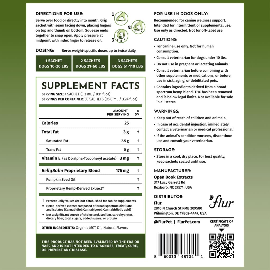 BellyBalm - Supplement Facts Label